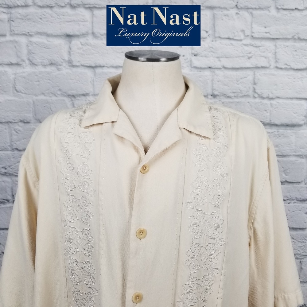 Nat Nast Silk Game Theme Sport Shirt Sz XL